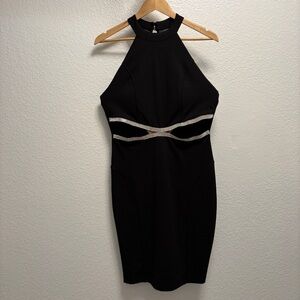 Emerald Sundae Cutout halter mini dress Women’s Size Large Black bejeweled